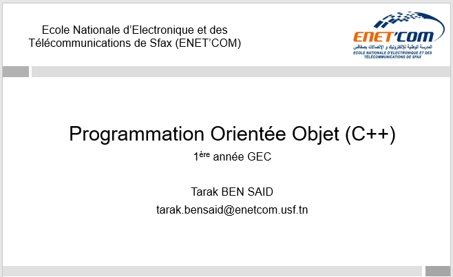 Programmation Orientée Objet (C++) _1